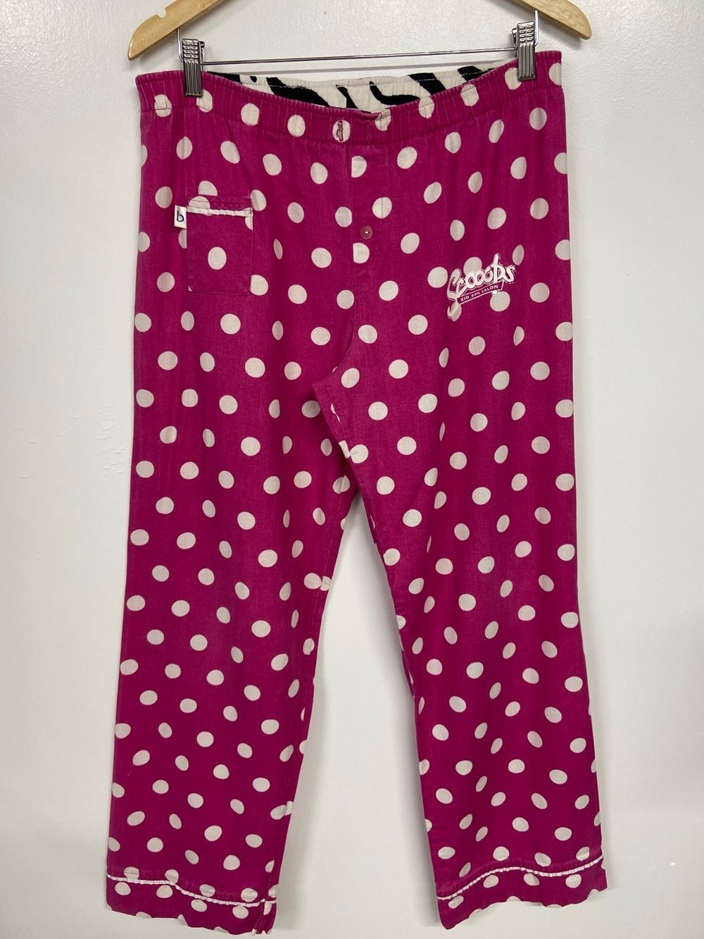 Scooops Kid Spa Salon Pink with White Polka Dots Lounge Pants Size M